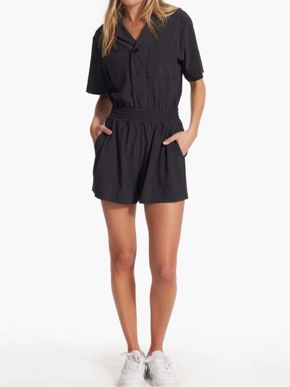 Vuori Villa dark gray Short Sleeve Romper
